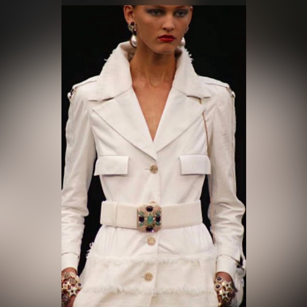 White Suede Chanel Gripoix Pate De Verre Belt Year 2008